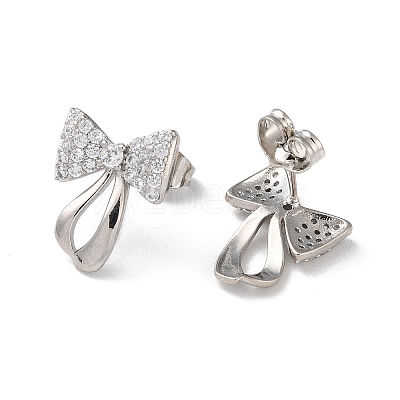 Brass Rhinestone Stud Earrings with Glass EJEW-Z021-25P-1