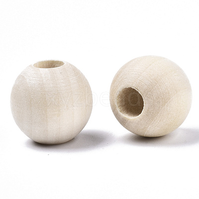 Natural Unfinished Wood Beads WOOD-Q038-18mm-1