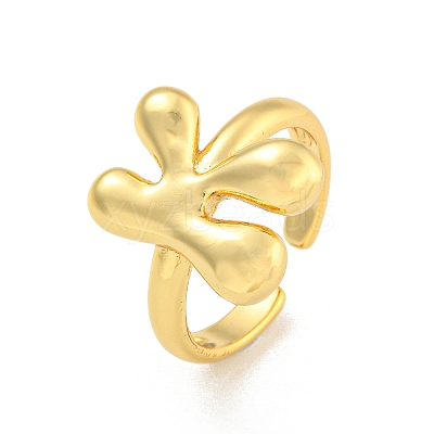 Brass Letter Open Cuff Rings for Women RJEW-G313-01K-G-1