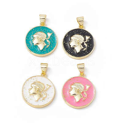 Rack Plating Brass Enamel Pendants KK-B065-04G-1