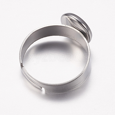 Tarnish Resistant Adjustable 304 Stainless Steel Finger Rings Components STAS-I097-037A-P-1