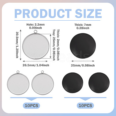 10Pcs 304 Stainless Steel Pendant Cabochon Settings DIY-TA0015-76A-1