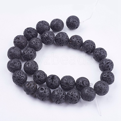 Natural Lava Rock Stone Bead Strands X-G-R193-18-14mm-1
