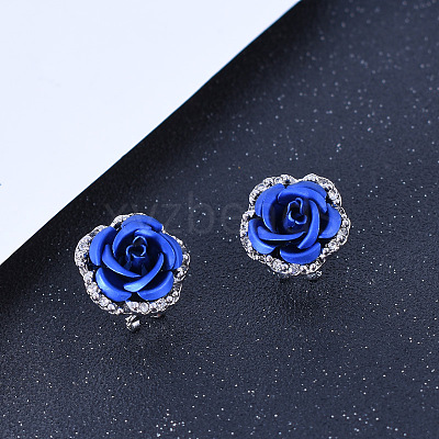 Alloy Rhinestone Stud Earrings WG72A22-04-1