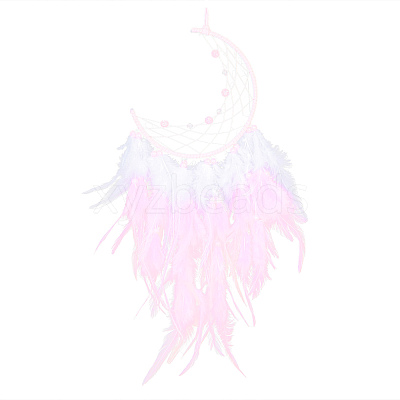 Iron Woven Web/Net with Feather Pendant Decorations AJEW-P097-02-1