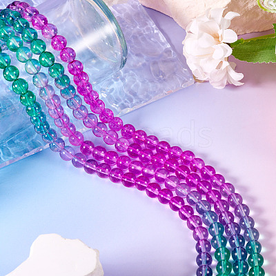2 Strands Baking Paint Transparent Glass Beads DGLA-TA0001-20C-1