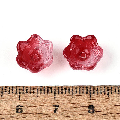 Transparent Two Tone Spray Painted Glass Bead Caps A-GLAA-Q089-002B-005-1