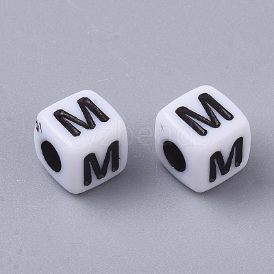 White Opaque Acrylic Beads MACR-R869-02M-1