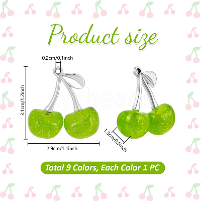 9Pcs 9 Colors Transparent Resin Pendants FIND-PH0026-92-1