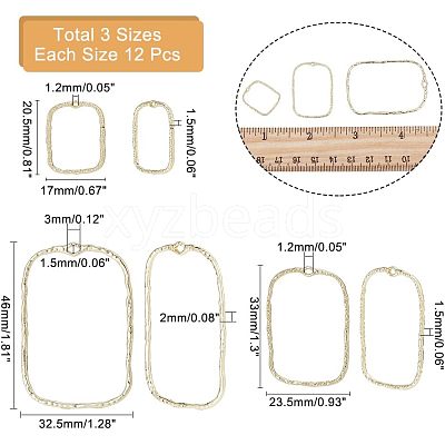 36Pcs 3 Styles Alloy Open Back Bezel Pendants FIND-CA0006-07-1
