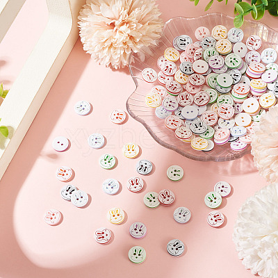 200Pcs 2-Hole Resin Buttons BUTT-TA0001-60A-1