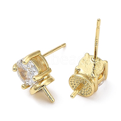 Brass Cubic Zirconia Stud Earring Findings ZIRC-Q204-05G-1