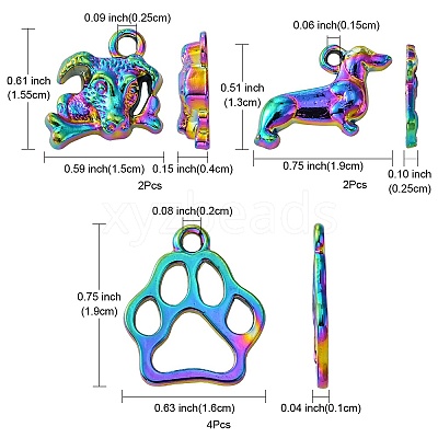 8pcs 3 Styles Alloy Pendants FIND-FS0002-19-1