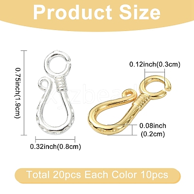 20Pcs 2 Colors Brass Hook Clasps KK-YW0004-17-1