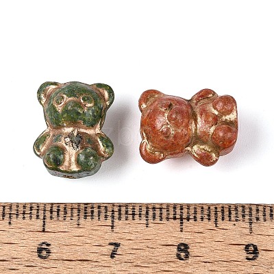 Picasso Baking Paint and Golden Metal Enlaced Glass Beads DGLA-T004-45M-1