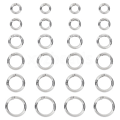 24Pcs 6 Styles Zinc Alloy Spring Gate Rings FIND-ME0002-10-1