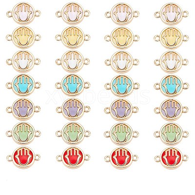 32Pcs 7 colors Glass Connector Charms GLAA-AR0001-29-1