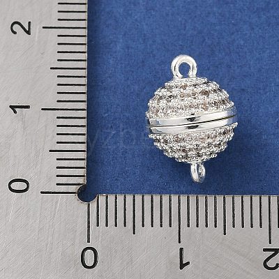 Brass Micro Pave Clear Cubic Zirconia Magnetic Clasps KK-P284-01B-S-1