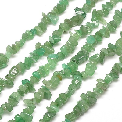 Natural Green Aventurine Chip Bead Strands X-G-M205-10B-1