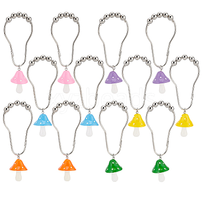 12Pcs 6 Colors Iron Shower Curtain Rings for Bathroom HJEW-OC0001-26-1