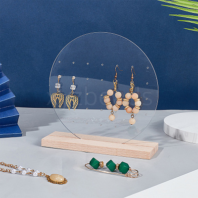 Round Transparent Acrylic Earring Stud Display Stand ODIS-WH0015-95-1