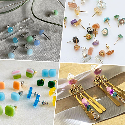 300Pcs 2 Colors 304 Stainless Steel Flat Round Blank Peg Stud Earring Findings STAS-SC0021-53-1