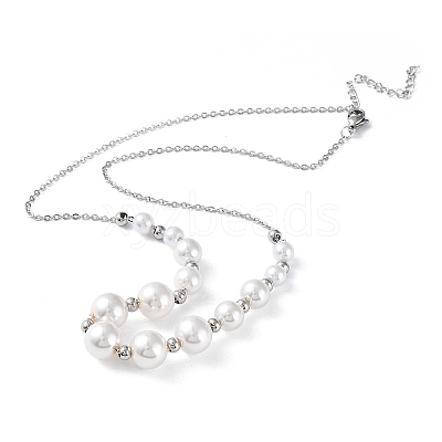 Plastic Pearl Graduated Beaded Necklace NJEW-F317-02P-1