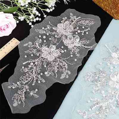 2Pcs 2 Style Flower of Life Pattern Polyester Computerized Embroidery Appliques DIY-GF0006-90-1