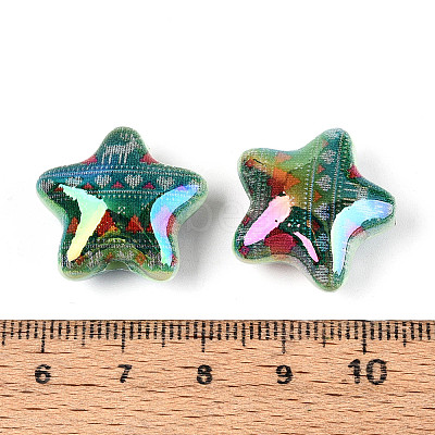Christmas UV Plating Printed Opaque Acrylic Beads MACR-N018-06C-1