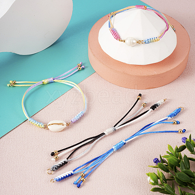 8Pcs 8 Colors Gradient Color Adjustable Braided Segment Dyed Nylon Bracelets AJEW-TA0001-31-1