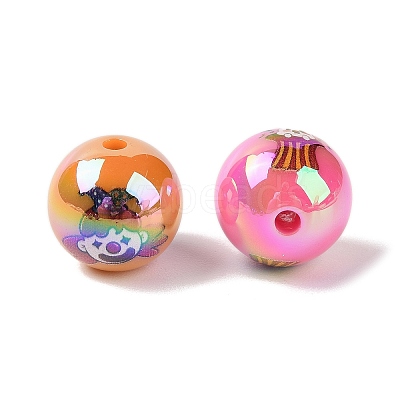 10Pcs UV Plating Colours Acrylic Beads OACR-S146-01J-1