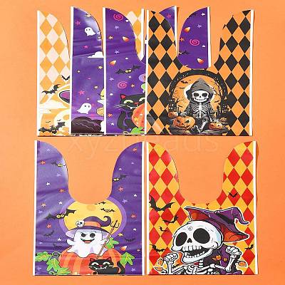 60Pcs 2 Styles Rabbit Shaped Halloween Candy Plastic Bags ABAG-FS0001-06-1