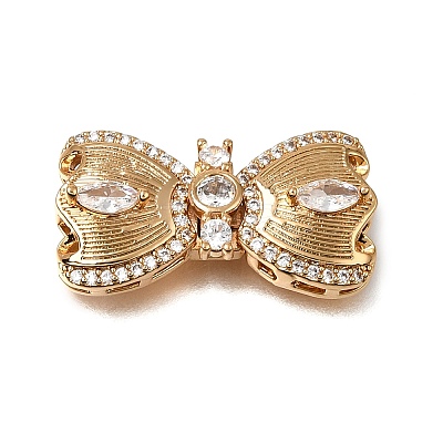 Brass Micro Pave Clear Cubic Zirconia Box Clasps KK-CBA4292-05G-1