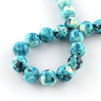 Dyed Natural Ocean White Jade Round Bead Strands G-R295-4mm-04-1