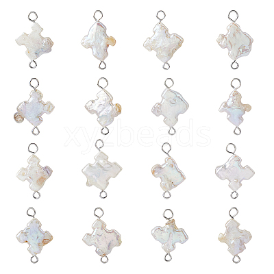 16Pcs Natural Keshi Pearl Connector Charms PALLOY-HS00045-1