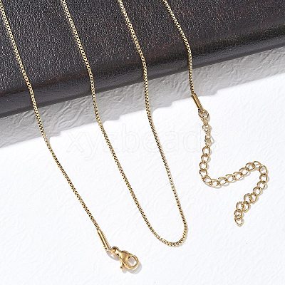 10Pcs 1MM 304 Stainless Steel Box Chain Necklaces NJEW-G203-07G-1