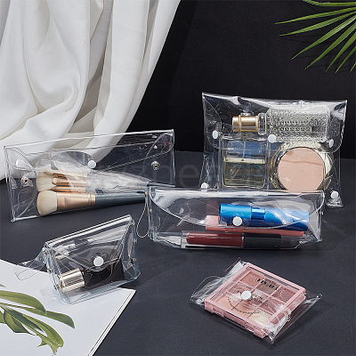 5Pcs 5 Styles Rectangle Transparent PVC Cosmetic Pouches AJEW-FG0004-33-1