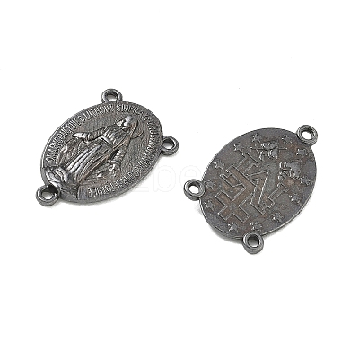 Holy Oval Carved Virgin Mary Tibetan Style Alloy Chandelier Component Links X-TIBEP-LF0961YKG-B-FF-1