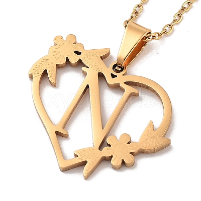 PVD Vacuum Plating 201 Stainless Steel Pendant Necklaces NJEW-R267-02N-G-1