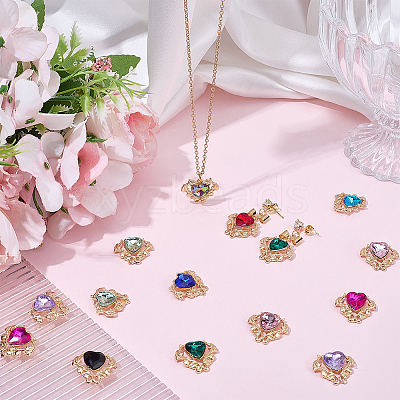 24Pcs 12 Colors Alloy Glass Cabochons FIND-SC0021-57-1