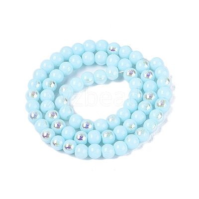 Electroplate Opaque Glass Beads Strands EGLA-Q132-6MM-01C-12-1