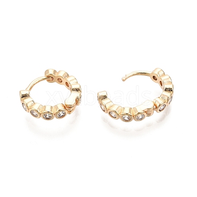 Clear Cubic Zirconia Hoop Earrings EJEW-G321-02G-1