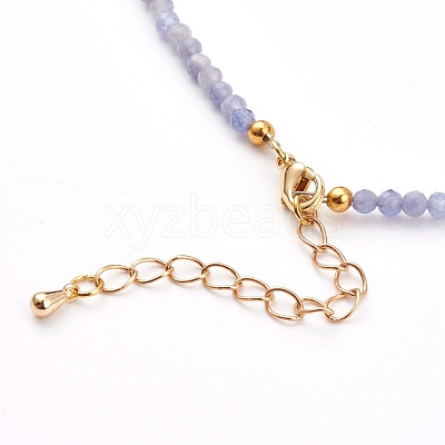 Natural Tanzanite Beaded Necklaces NJEW-JN03315-04-1