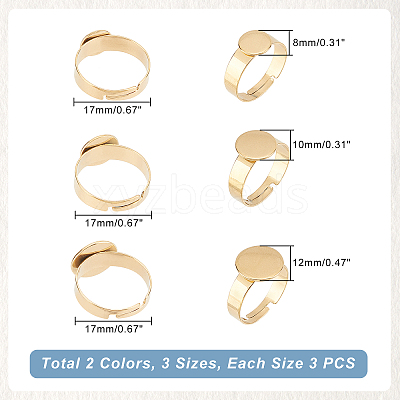 18Pcs 6 Style 304 Stainless Steel Adjustable Finger Rings Components STAS-UN0032-77-1