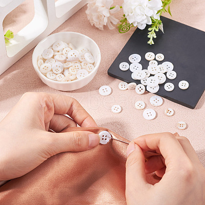 105Pcs 3 Styles Natural 4-Hole Freshwater Shell Buttons BUTT-TA0001-26-1
