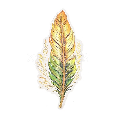 5Pcs 5 Styles Feather Waterproof PET Stickers Sets DIY-B071-03C-1
