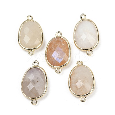 Natural Moonstone Faceted Connector Charms G-K347-11G-03-1