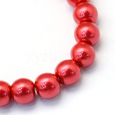 Baking Paint Pearlized Glass Pearl Round Bead Strands X-HY-Q330-8mm-74-1