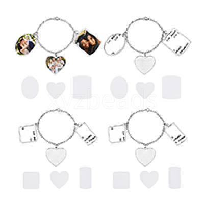 4Pcs 2 Styles DIY Blank Heat Transfer 304 Stainless Steel Curb Chains Bracelets Making Kits BJEW-PH01874-1