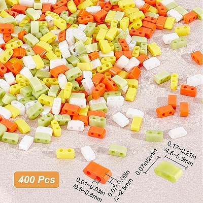 800Pcs 4 Colors 2-Hole Glass Seed Beads SEED-CN0001-04-1